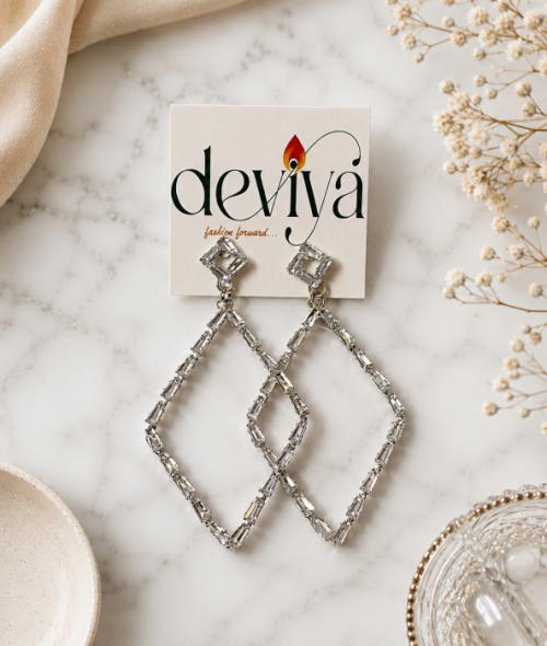 Crystal Statement Earrings-Square